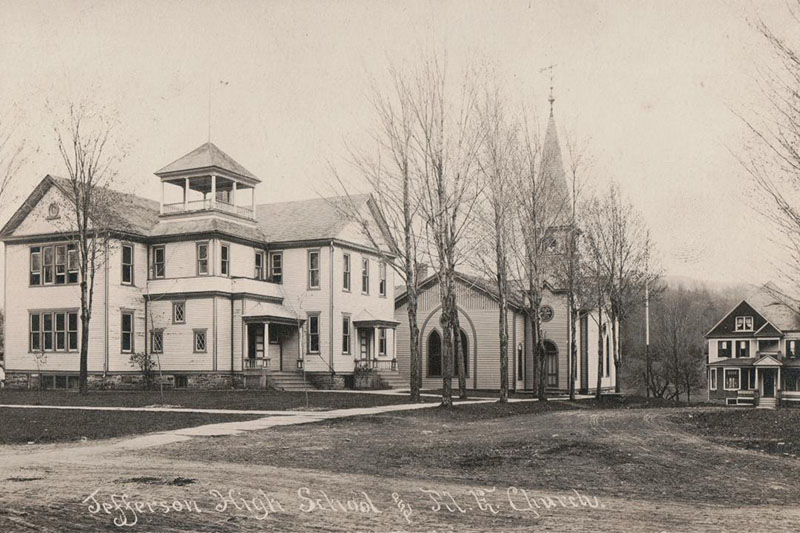 Old school and Methodist church from Van Hubbard